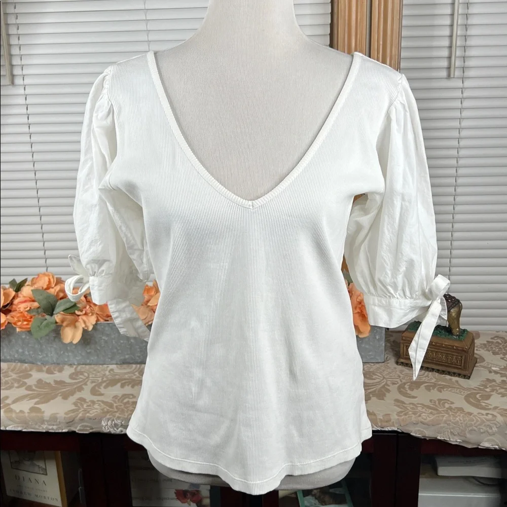 Anthropologie Maeve Puff-Sleeved Top Size Large